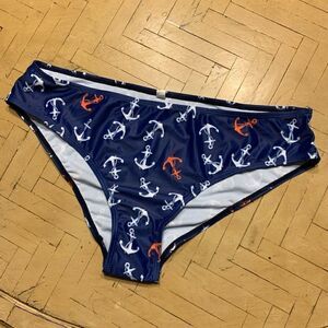 NWOT Nautical Print Bikini Bottom XXL Anchor Navy